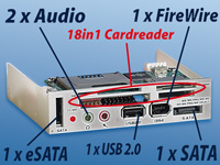 c-enter Multipanel 3,5" silver mit Card-Reader/USB/SATA usw.